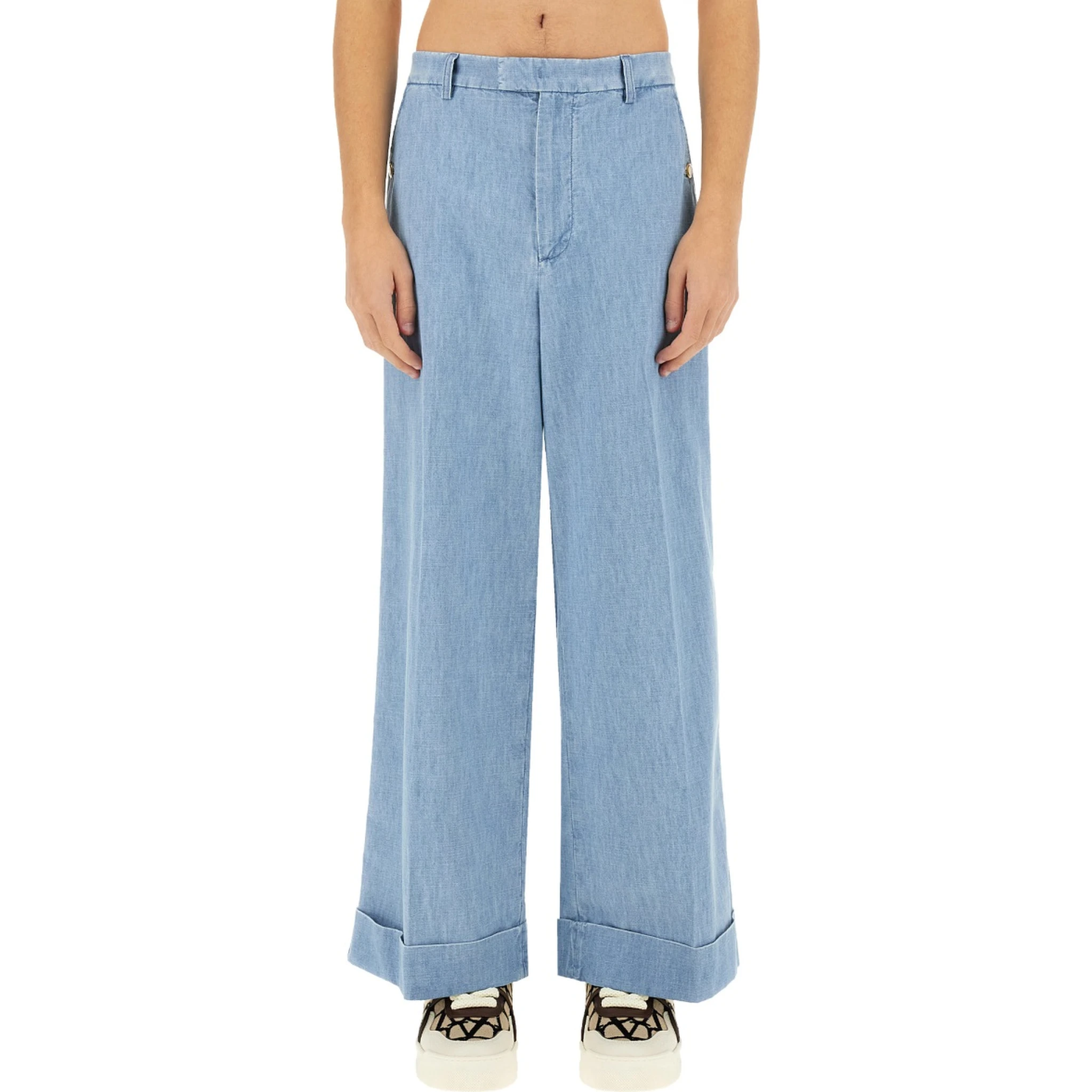 DENIM PANTS WITH LAPELS