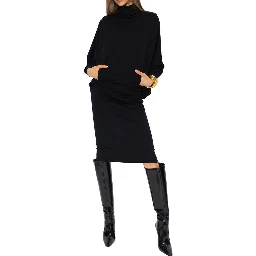 Black Wool Casual Dress