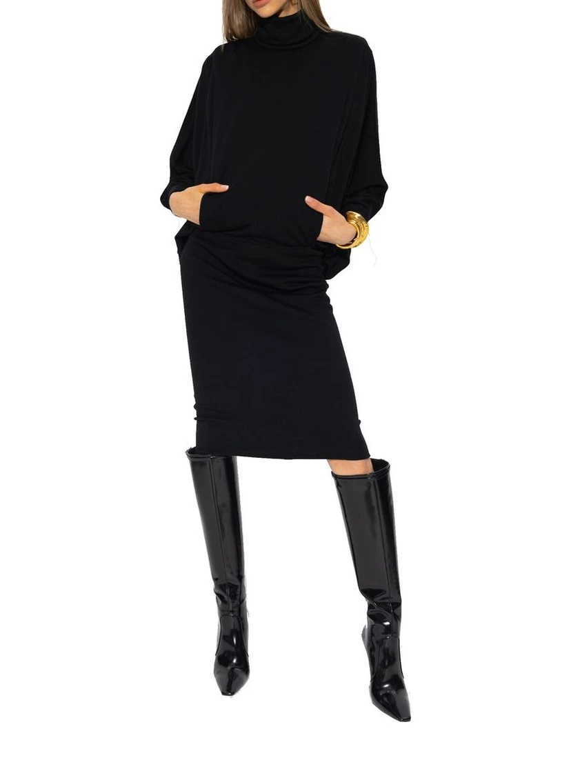 Black Wool Casual Dress