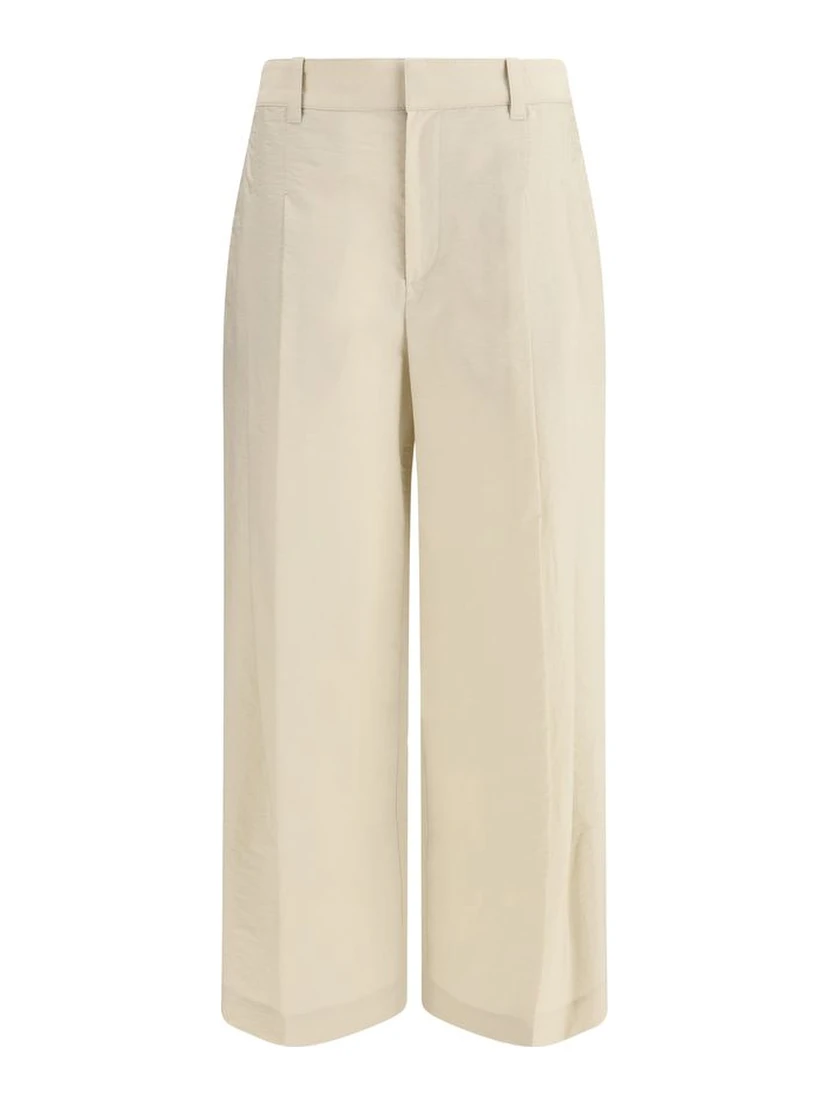 Beige Cotton Casual Pants