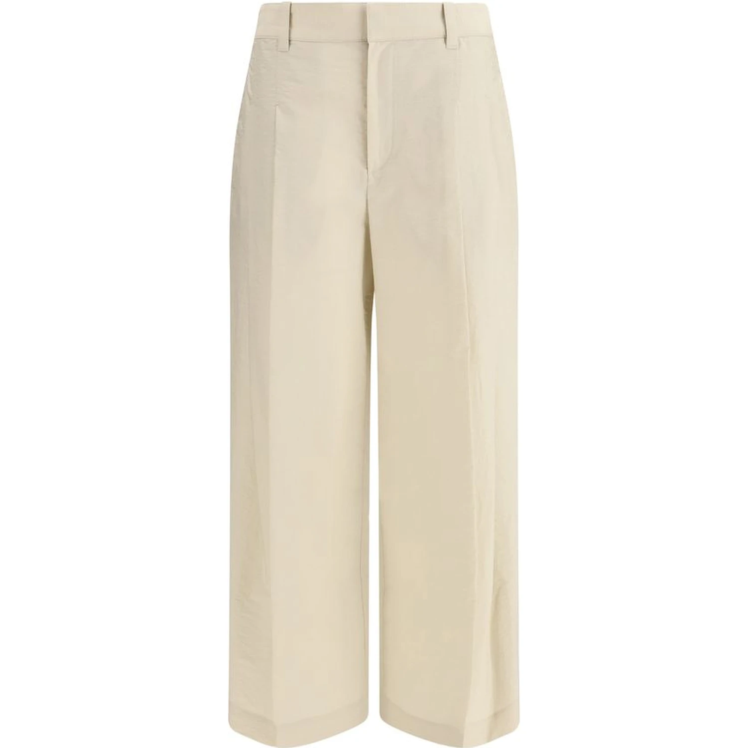 Beige Cotton Casual Pants