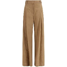 Brown Cotton Casual Pants
