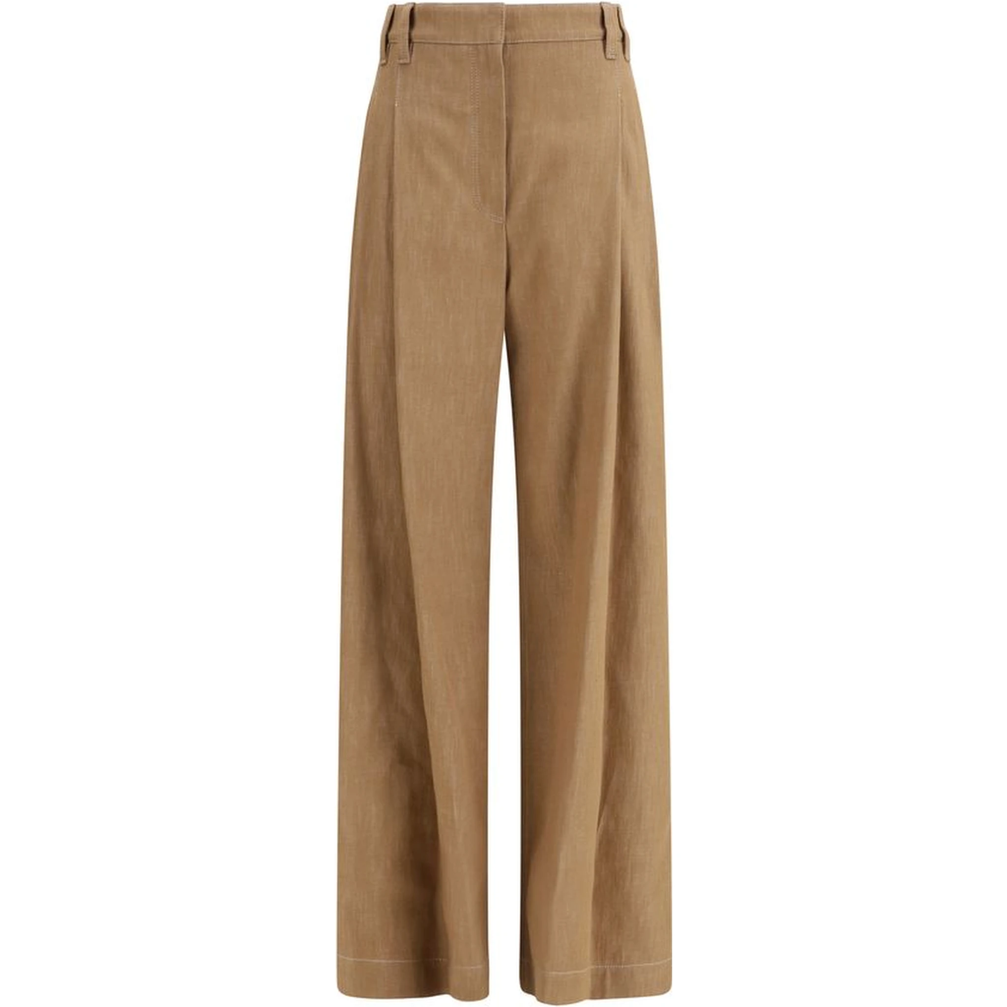 Brown Cotton Casual Pants