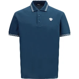 Blue Cotton Polo Shirt
