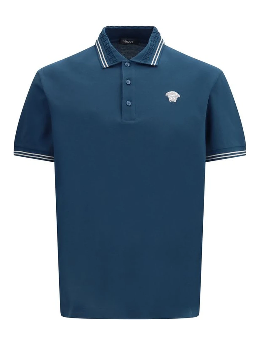 Blue Cotton Polo Shirt