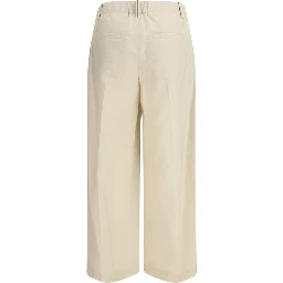 Beige Cotton Casual Pants