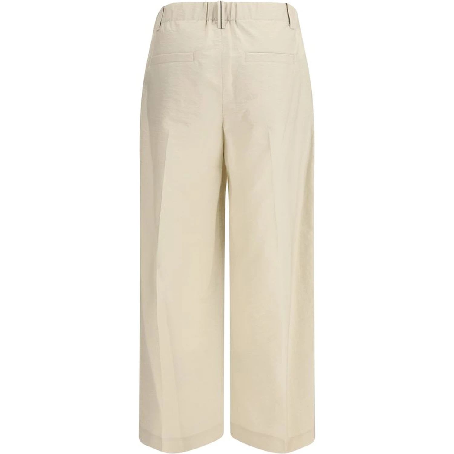 Beige Cotton Casual Pants