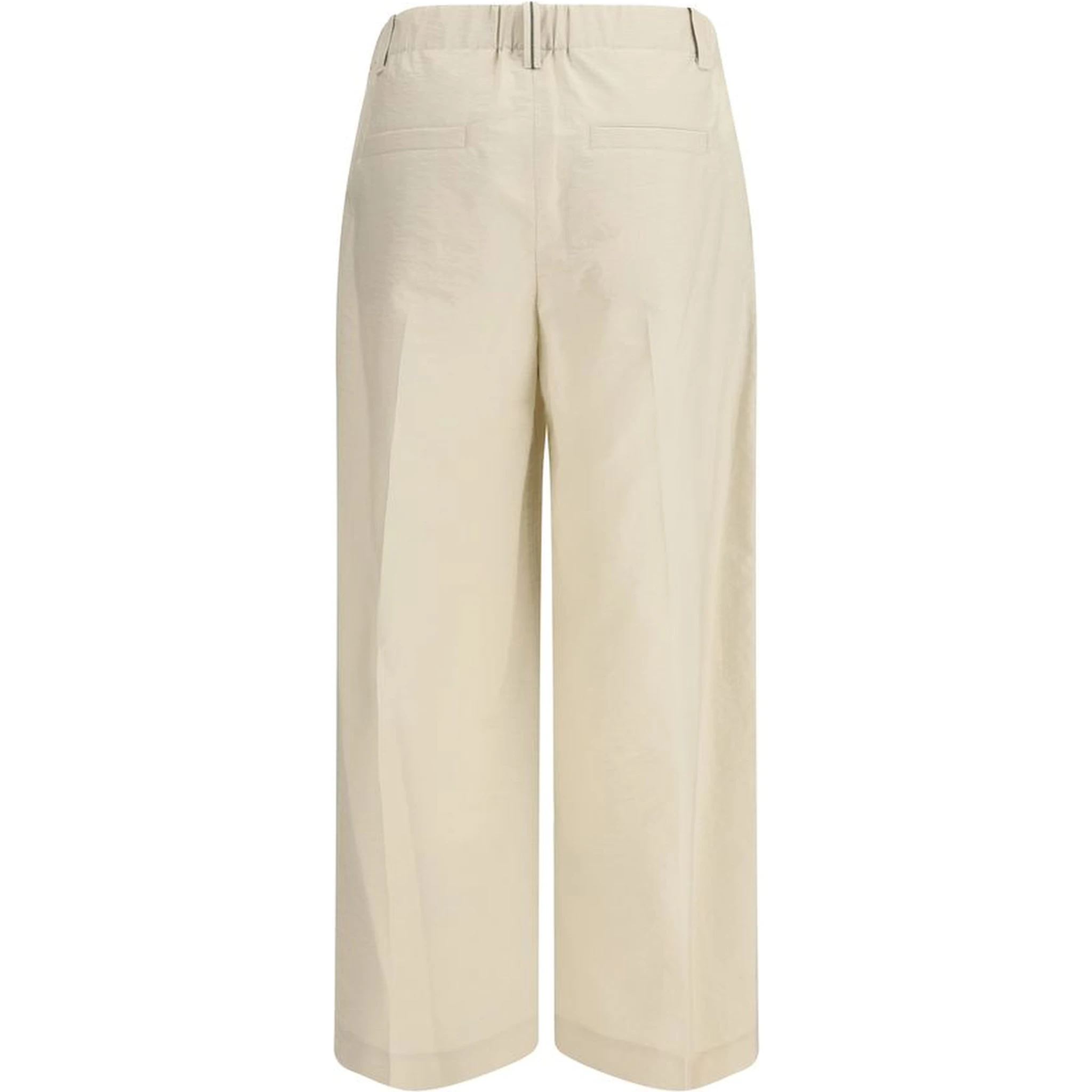 Beige Cotton Casual Pants