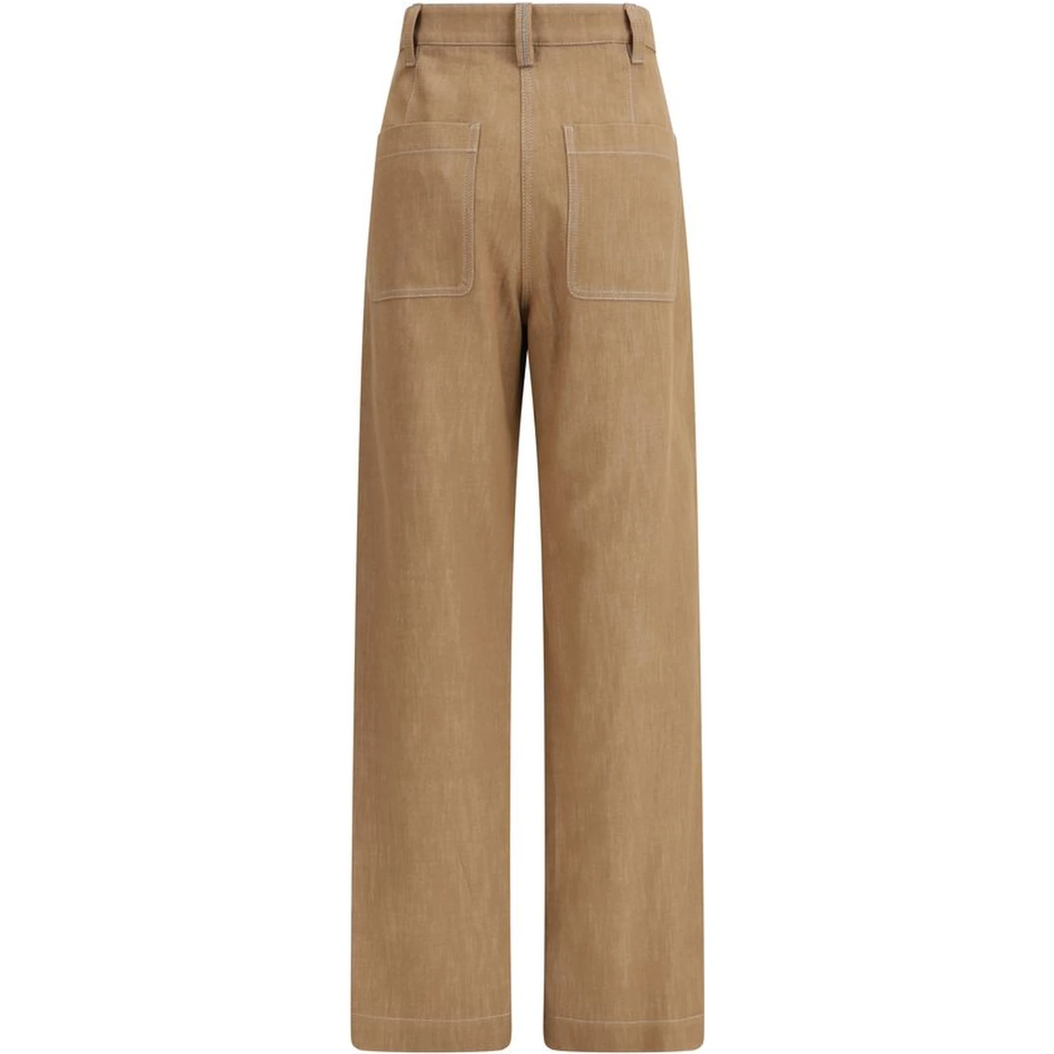 Brown Cotton Casual Pants