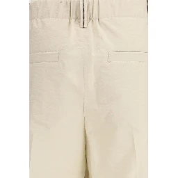Beige Cotton Casual Pants