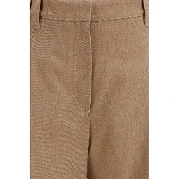 Brown Cotton Casual Pants