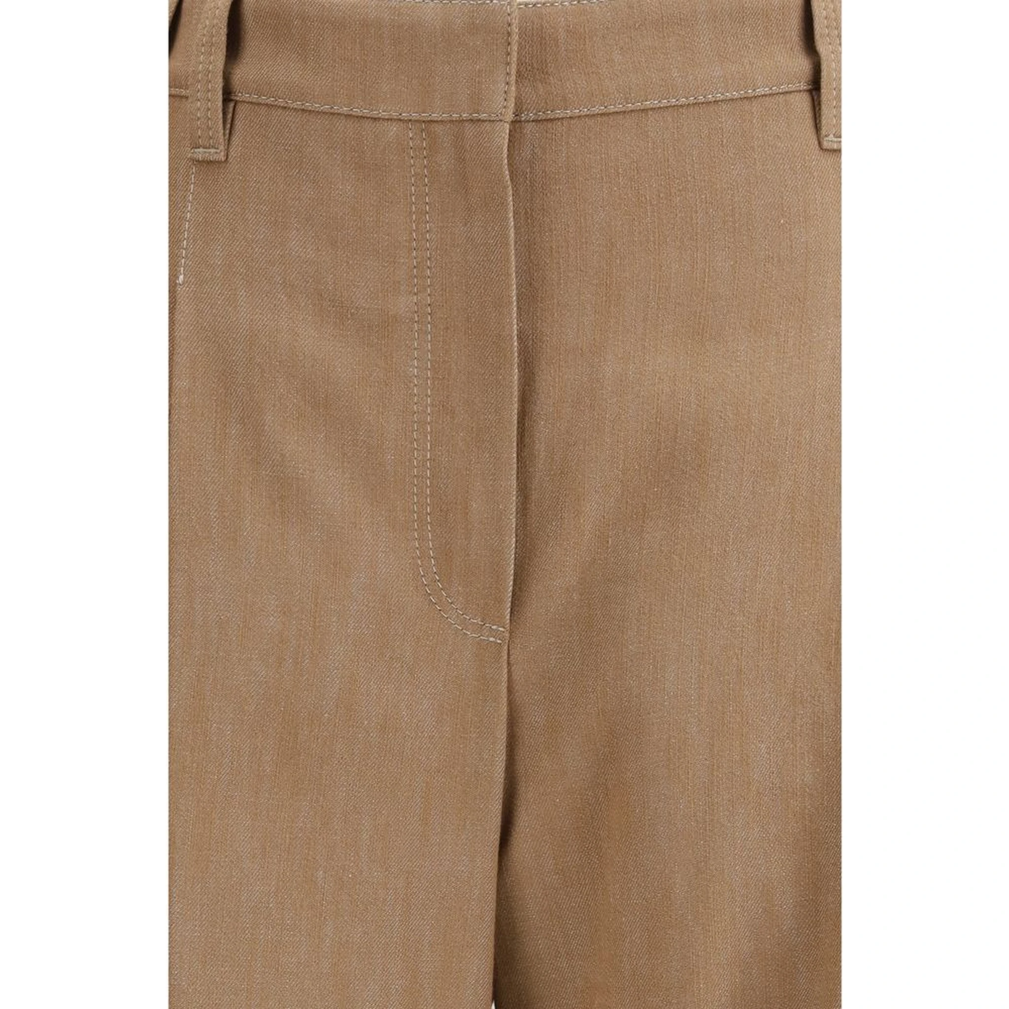 Brown Cotton Casual Pants