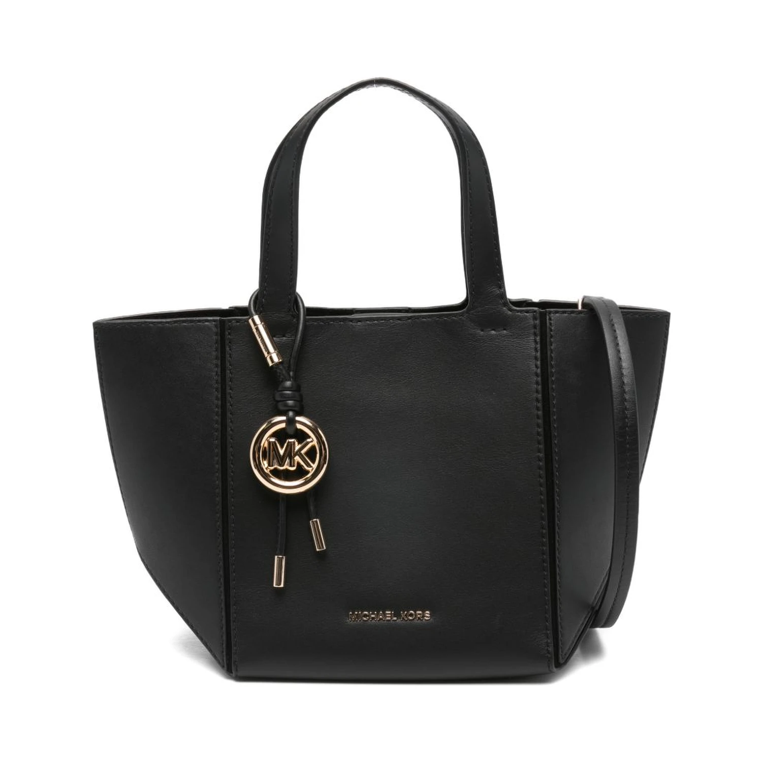 Black gold-tone hardware top handles bag