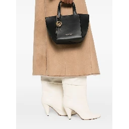 Black gold-tone hardware top handles bag