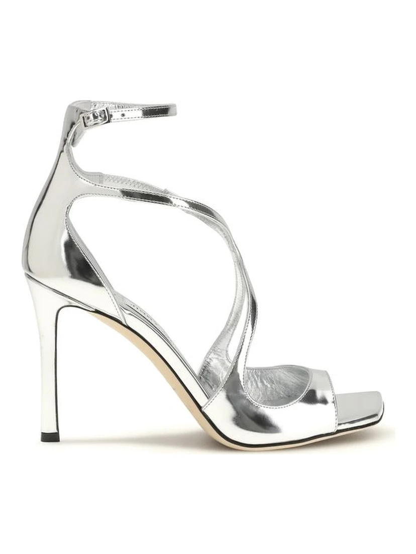 Silver Calf Leather Bos Taurus Stiletto Heel Sandals
