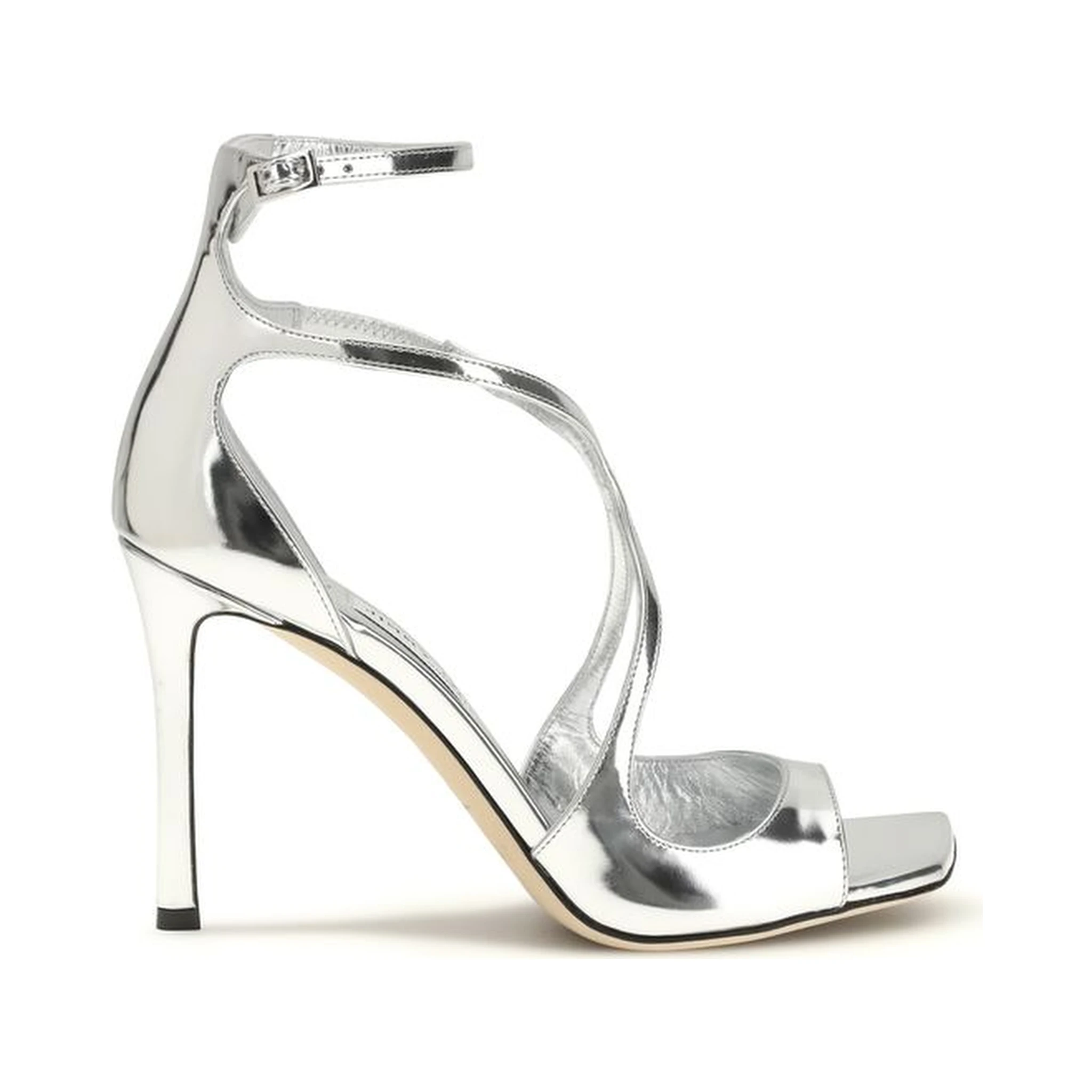 Silver Calf Leather Bos Taurus Stiletto Heel Sandals