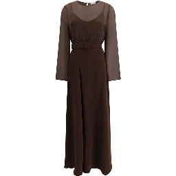 Brown Polyester Casual Dress