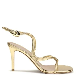 Gold Calf Leather Bos Taurus Stiletto Heel Sandals
