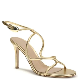 Gold Calf Leather Bos Taurus Stiletto Heel Sandals