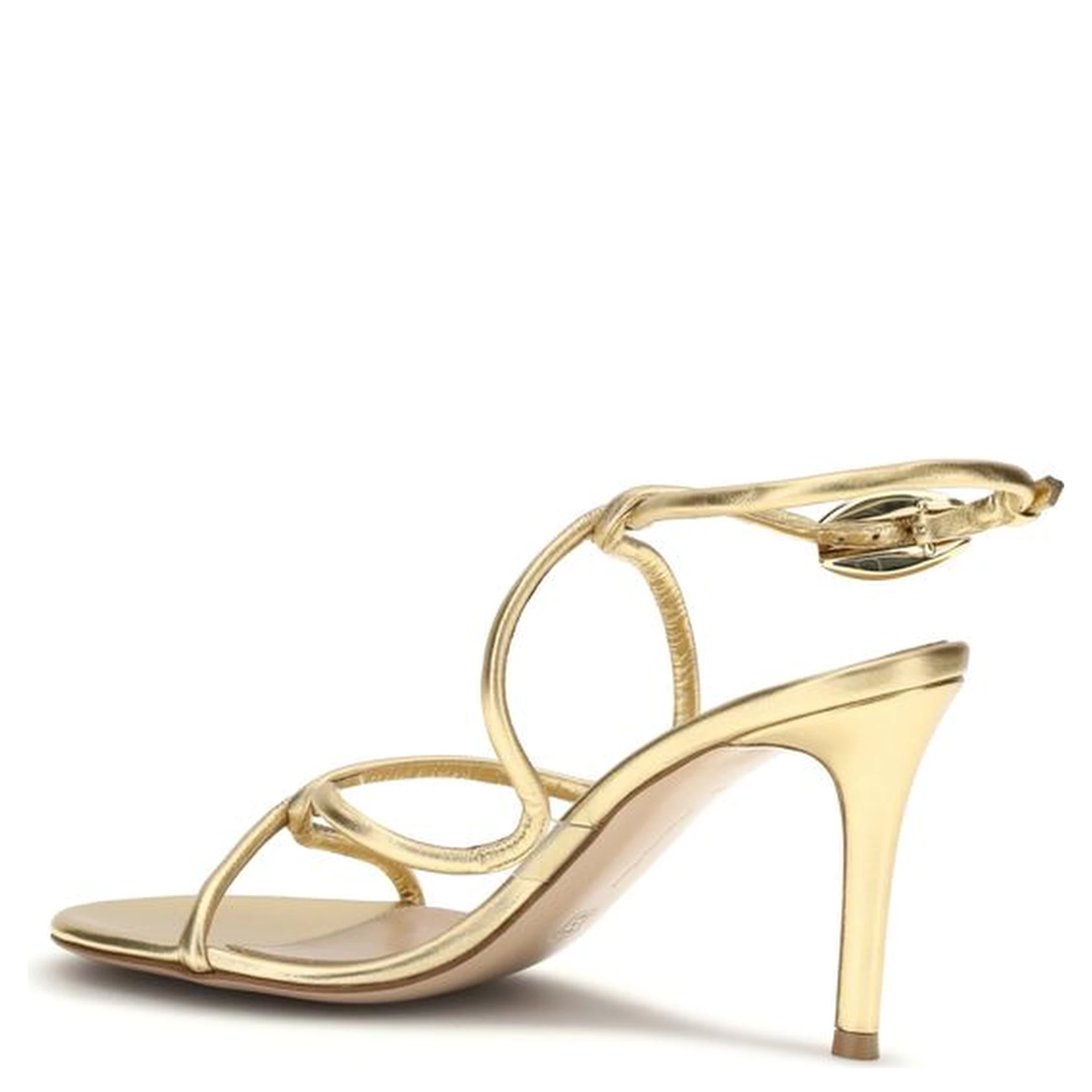 Gold Calf Leather Bos Taurus Stiletto Heel Sandals