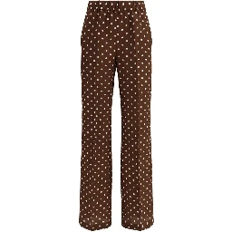 Brown Silk Casual Pants