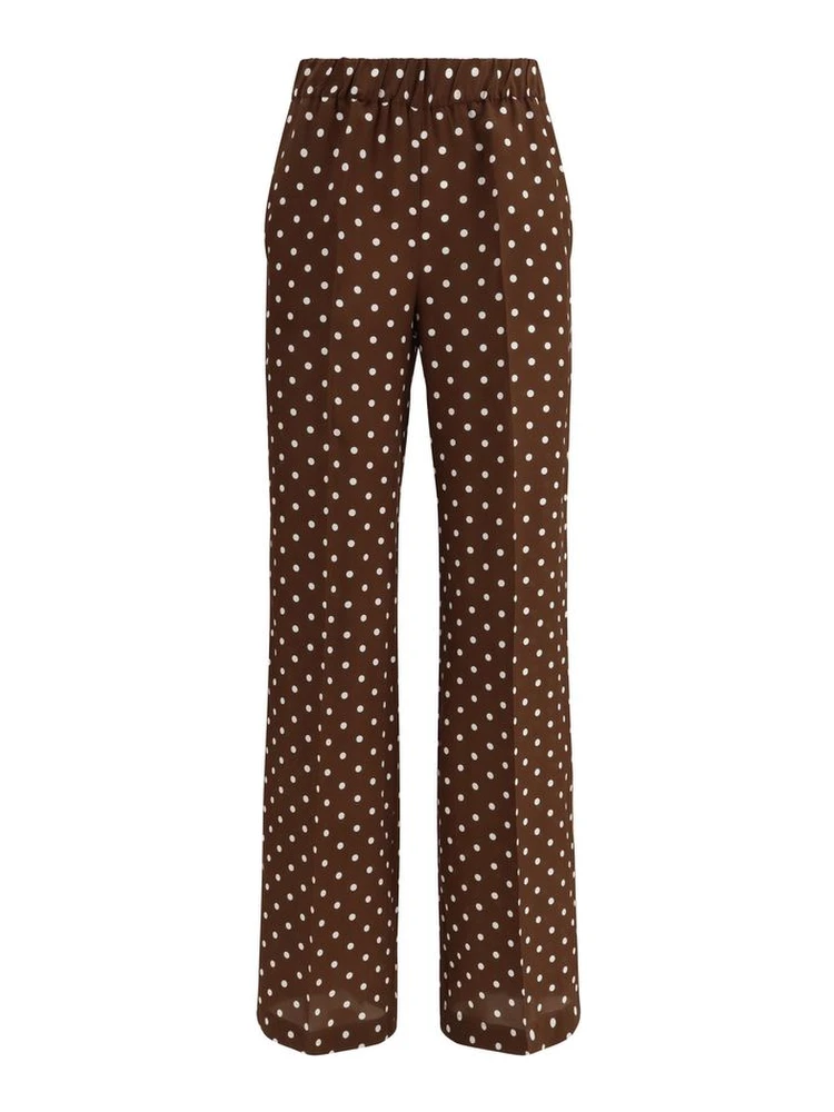 Brown Silk Casual Pants