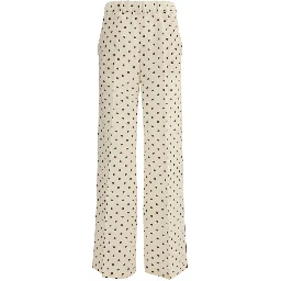 Cream Silk Casual Pants