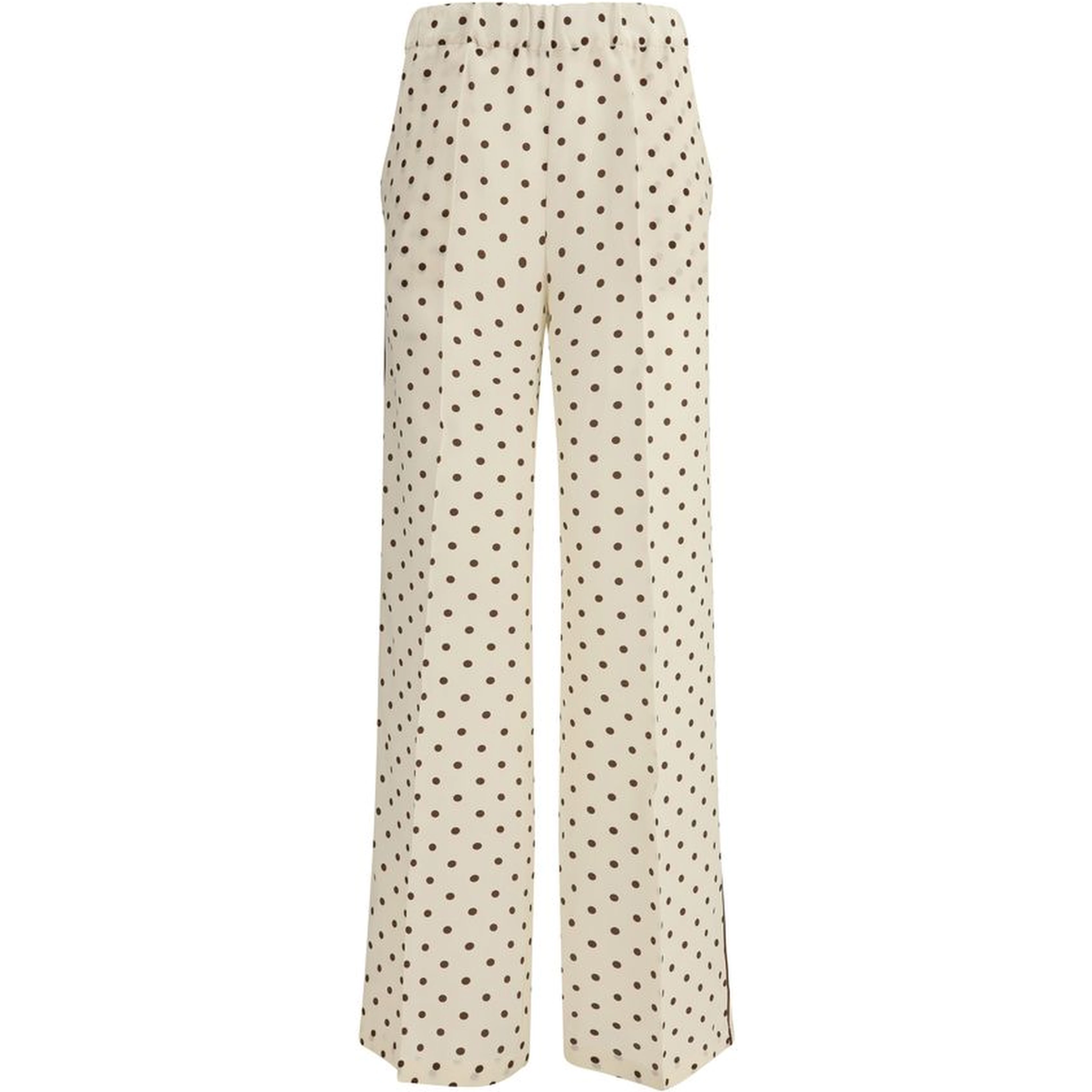 Cream Silk Casual Pants