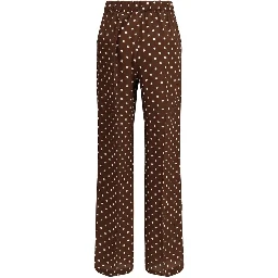 Brown Silk Casual Pants
