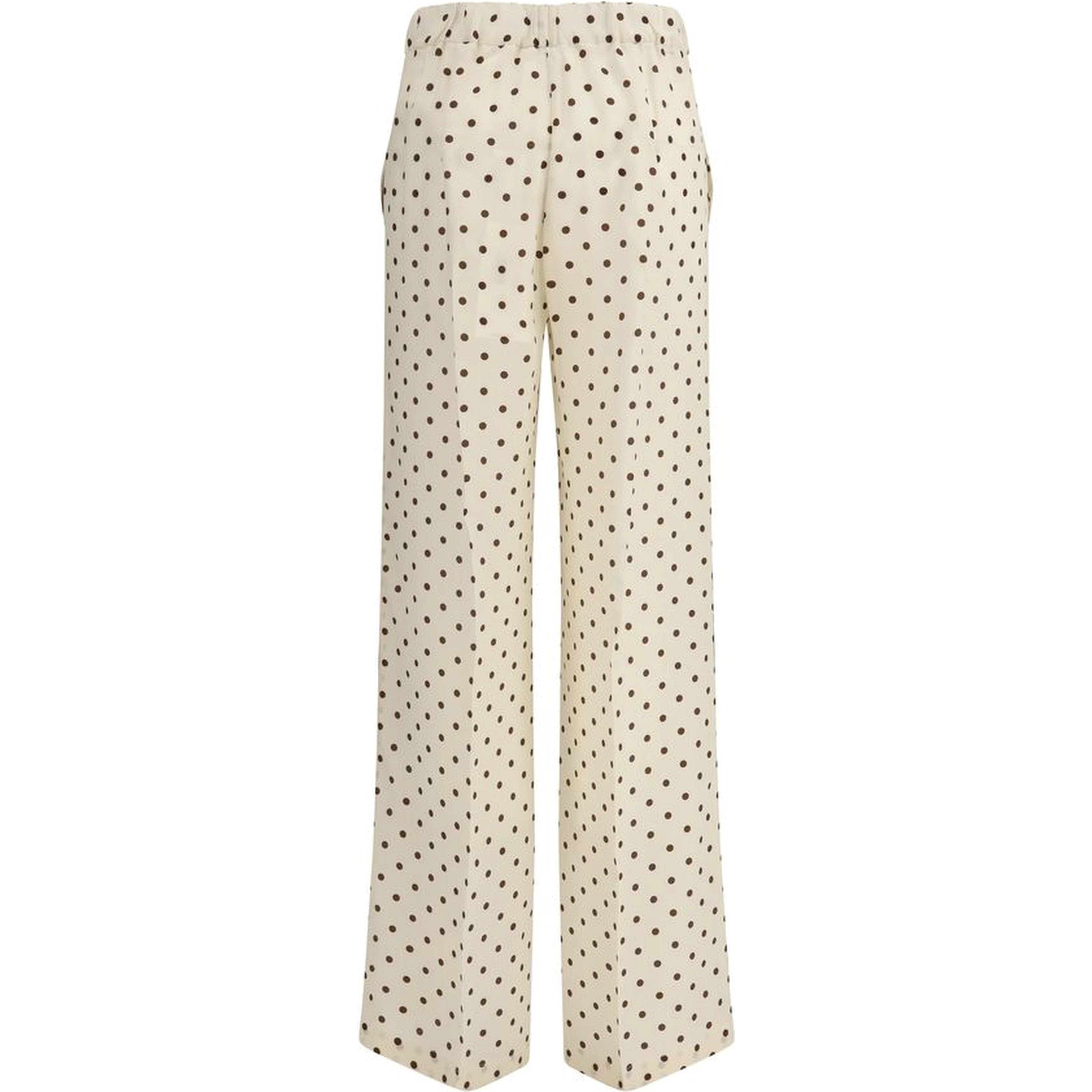 Cream Silk Casual Pants