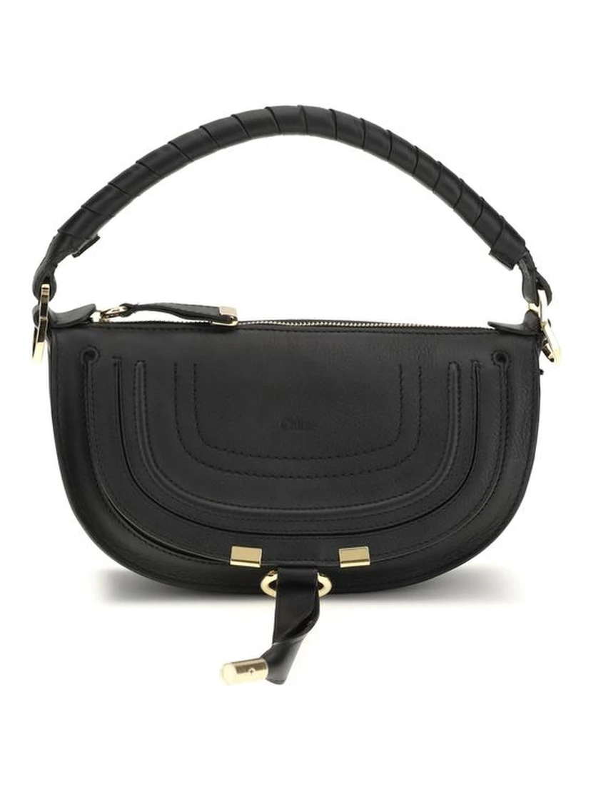 حقيبة كتف بوس توروس من جلد العجل الأسود