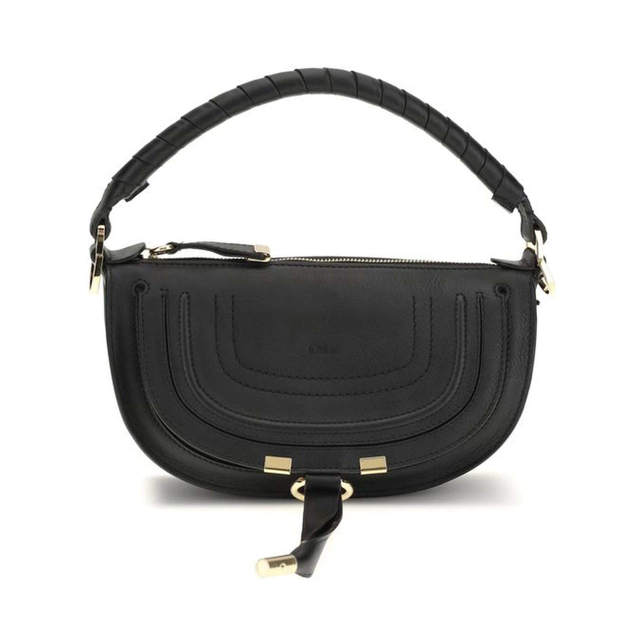 حقيبة كتف بوس توروس من جلد العجل الأسود