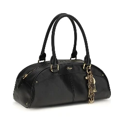 حقيبة كتف بوس توروس من جلد العجل الأسود