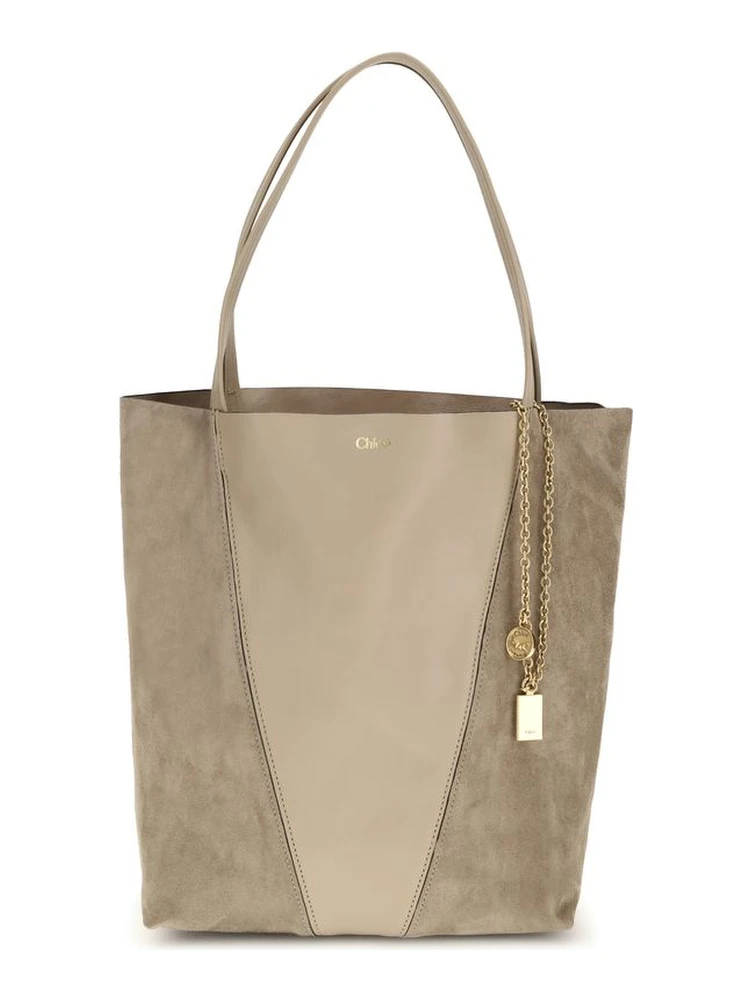 Beige Leather Shoulder Bag