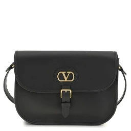 حقيبة كتف بوس توروس من جلد العجل الأسود