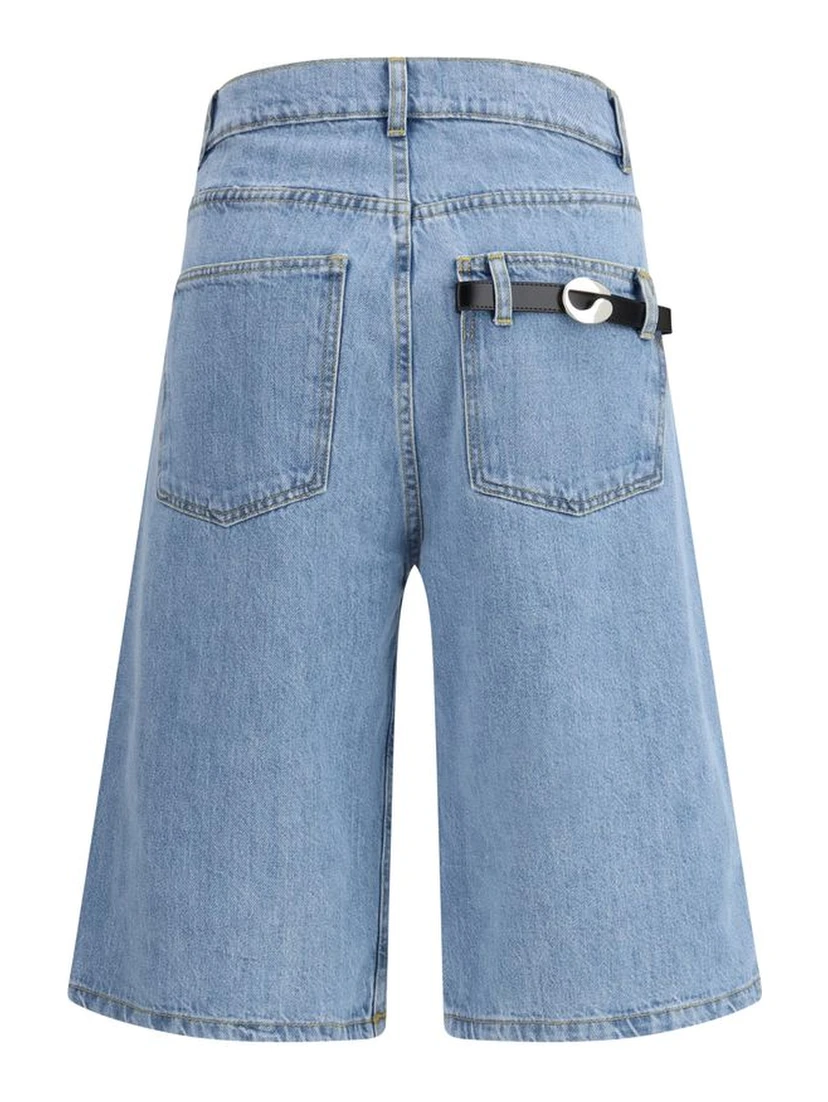 Blue Cotton Bermuda Shorts