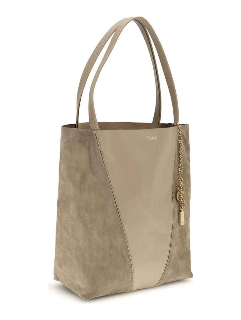 Beige Leather Shoulder Bag