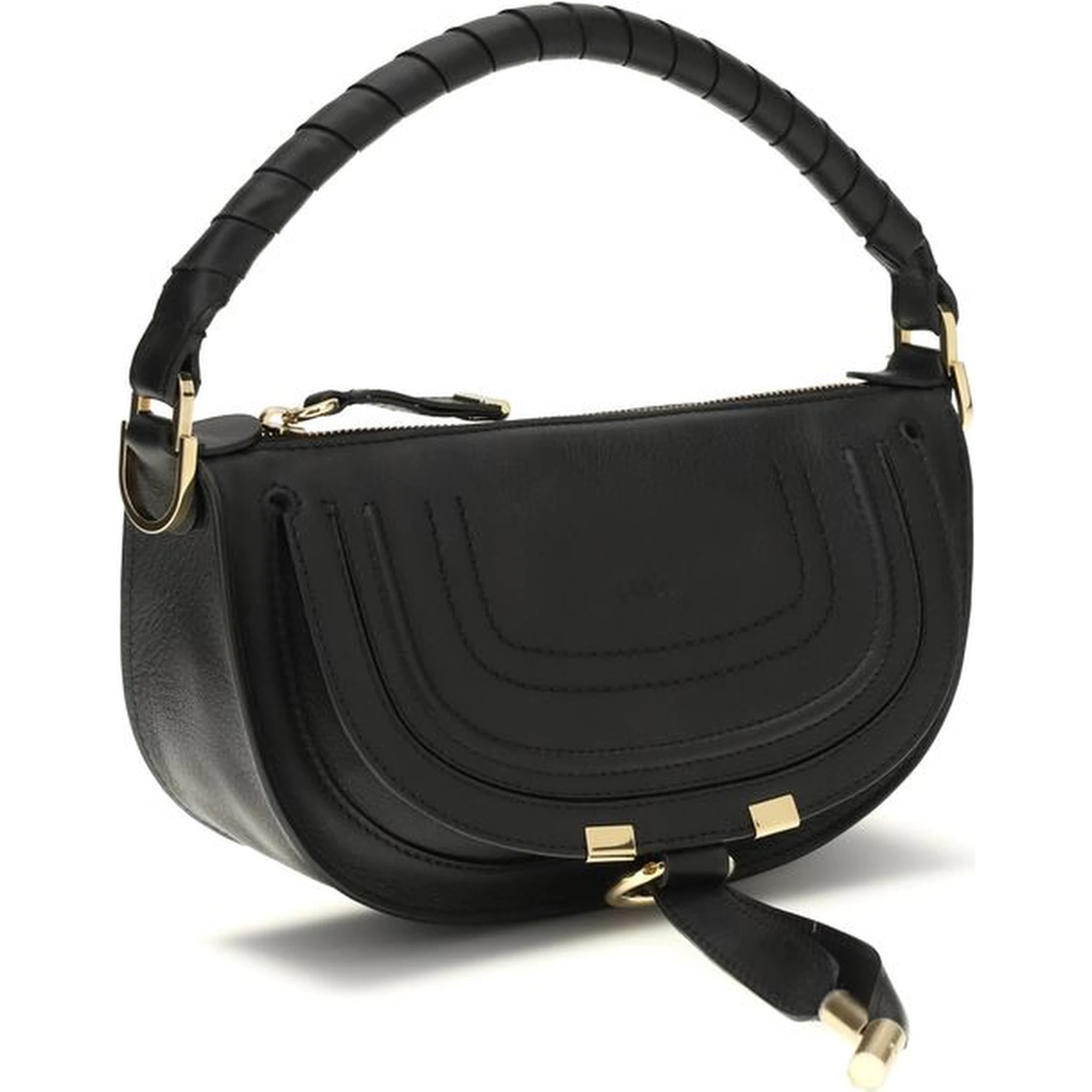 حقيبة كتف بوس توروس من جلد العجل الأسود