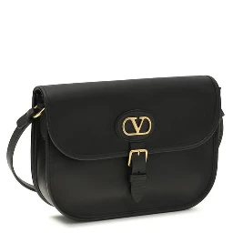 حقيبة كتف بوس توروس من جلد العجل الأسود