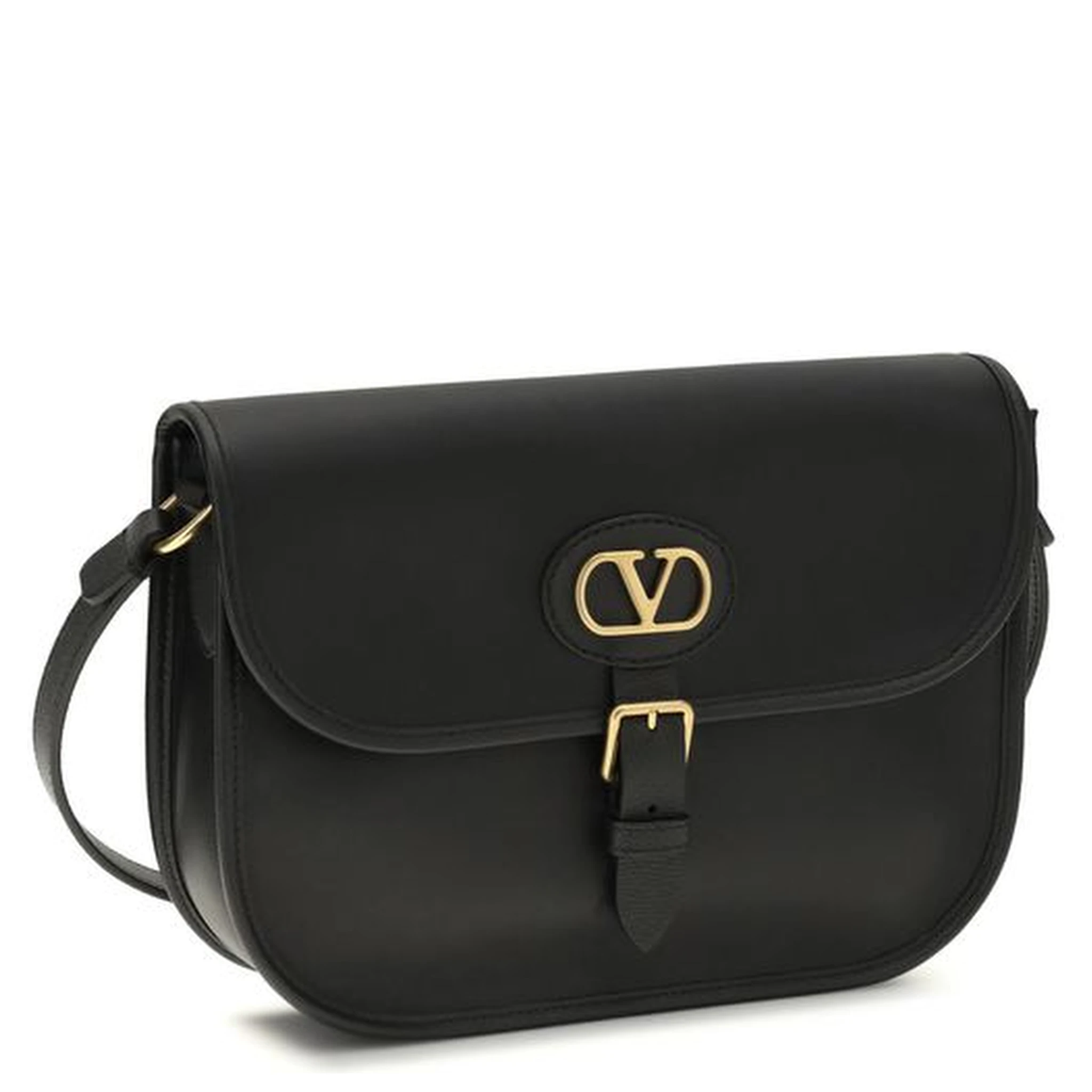 حقيبة كتف بوس توروس من جلد العجل الأسود