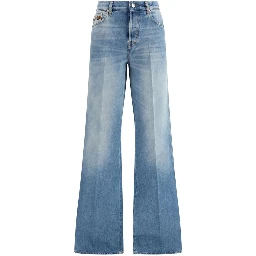 Light Blue Cotton Flared Jeans