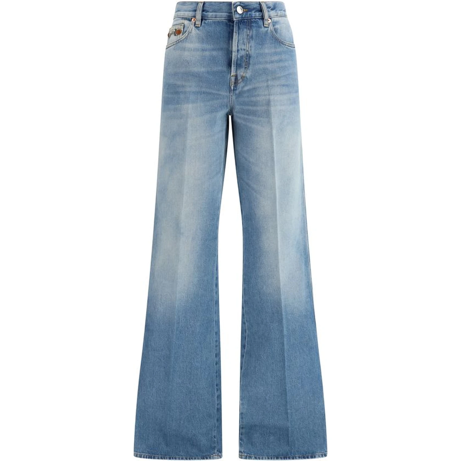 Light Blue Cotton Flared Jeans