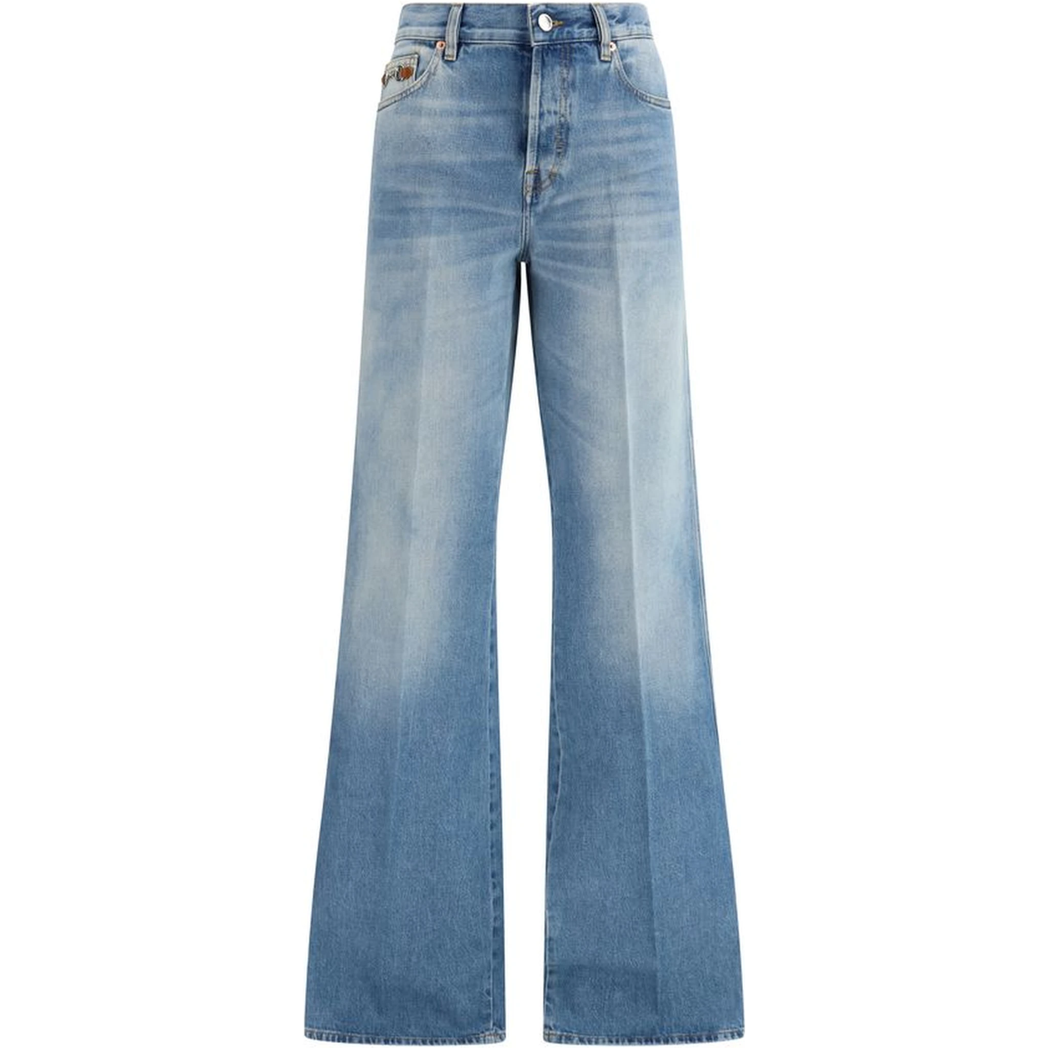 Light Blue Cotton Flared Jeans