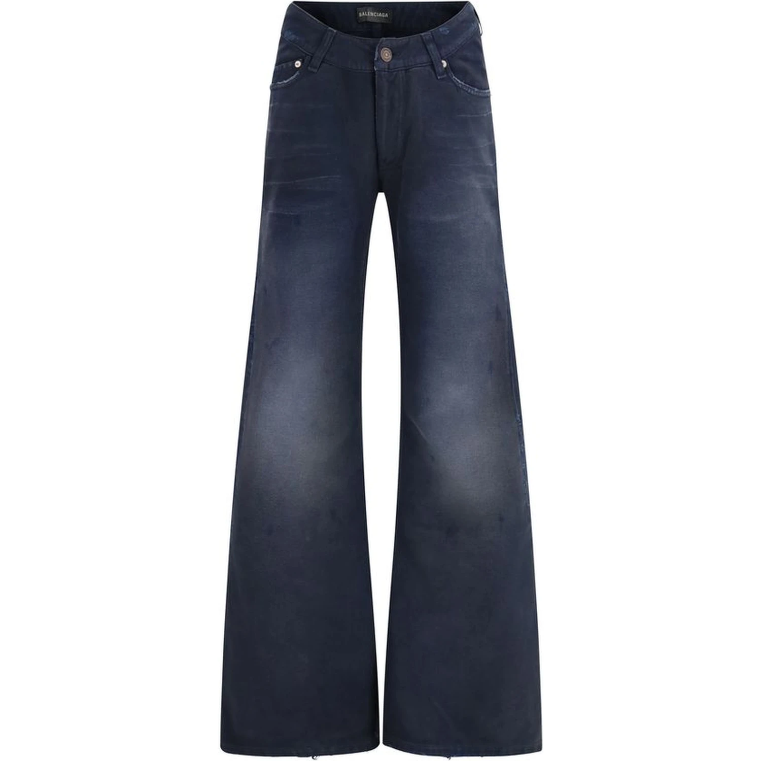 Blue Cotton Flared Jeans