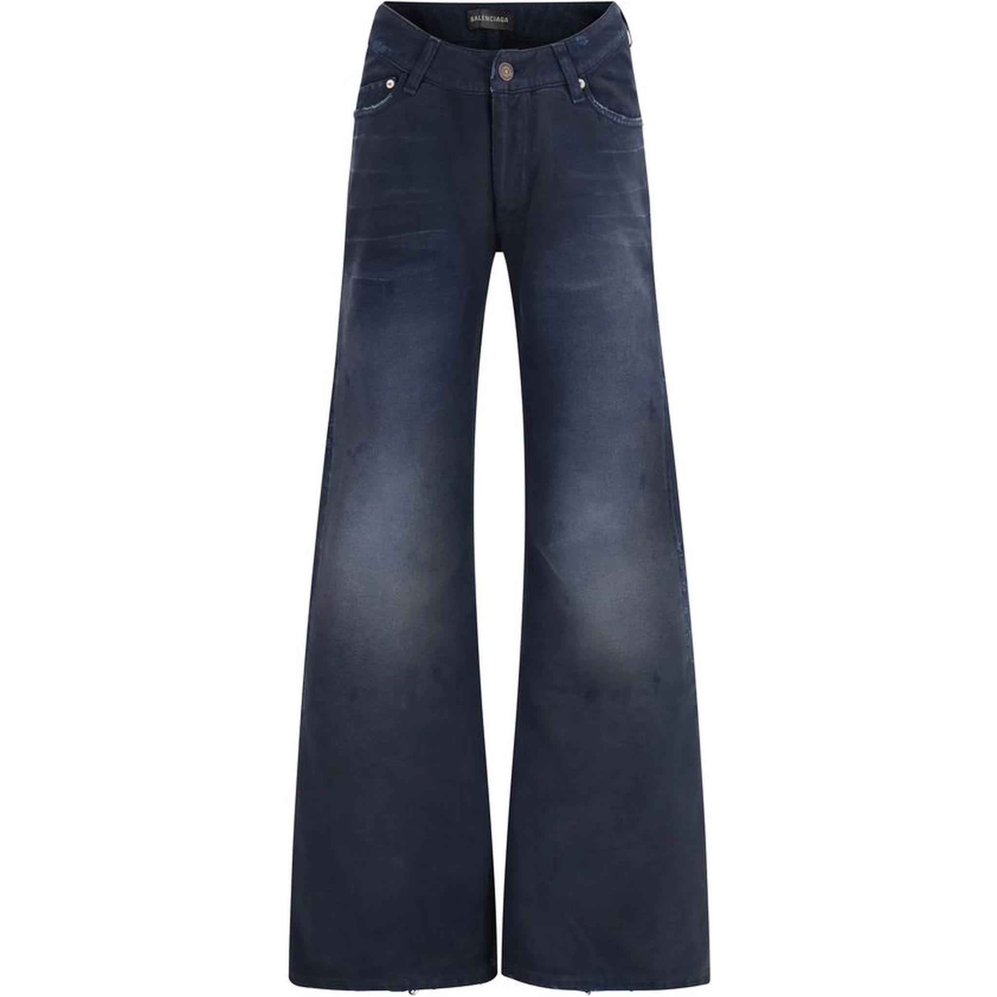 Blue Cotton Flared Jeans