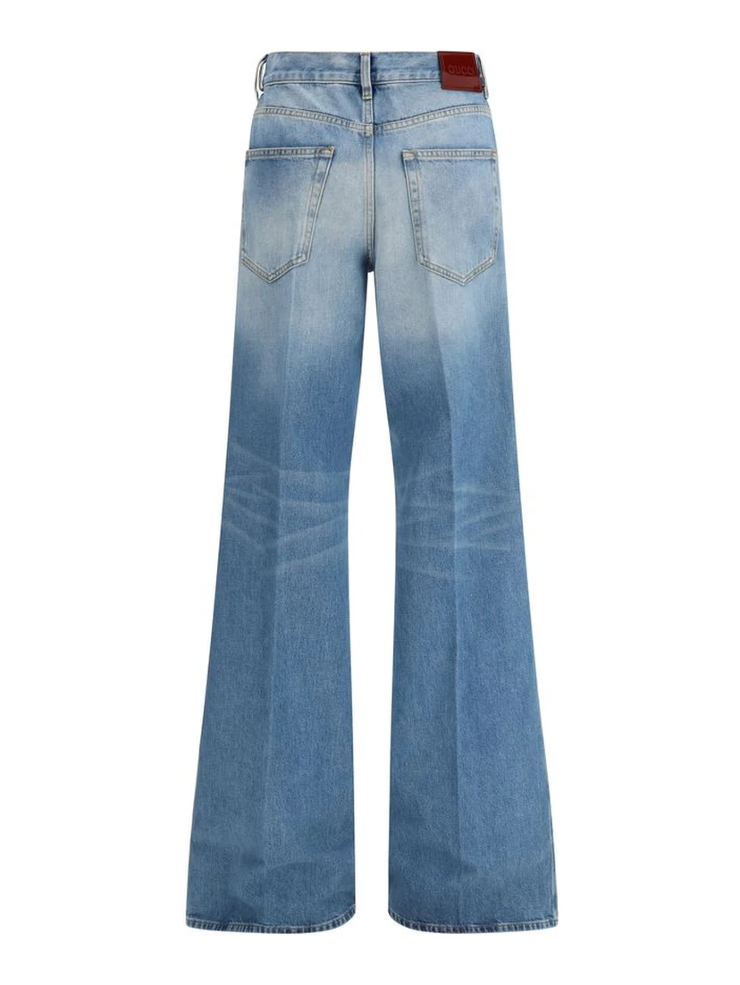 Light Blue Cotton Flared Jeans