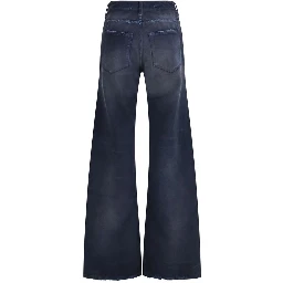 Blue Cotton Flared Jeans