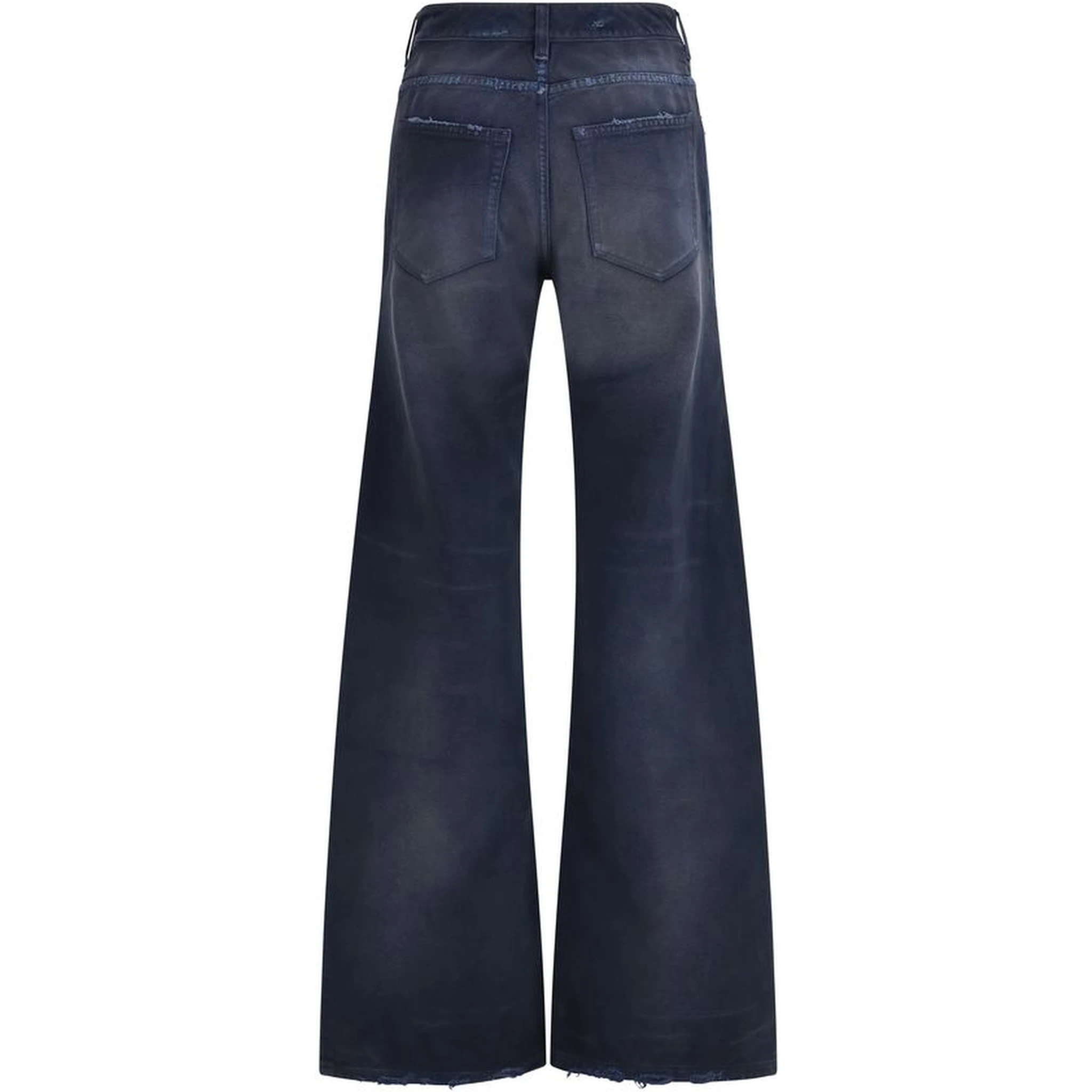 Blue Cotton Flared Jeans