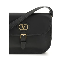 حقيبة كتف بوس توروس من جلد العجل الأسود