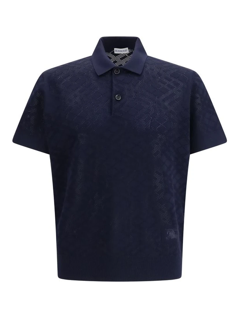 Blue Wool Polo Shirt